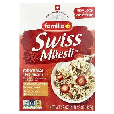 Swiss Muesli Cereal, 0g Added Sugar, Energy-Packed Cereal with Raisins, Hazel...