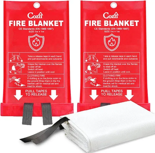 Emergency Fire Blanket for Home and Kitchen - 40&#034;x40&#034; Flame Red 4 Pack