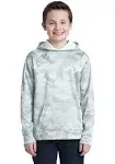 Sport-Tek YST240 Youth Sport-Wick CamoHex Fleece Hooded Pullover - White