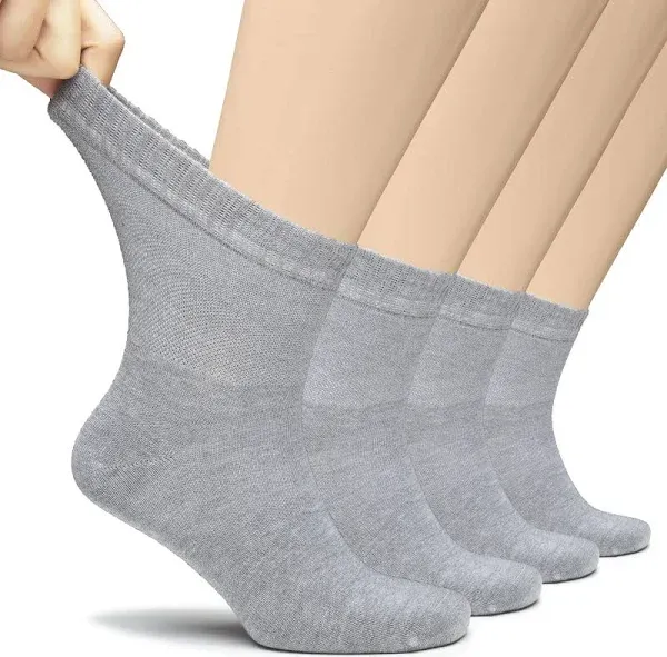 Hugh Ugoli Men's Loose Diabetic Ankle Socks Bamboo, Wide, Thin, Seamless Toe and Non-Binding Top