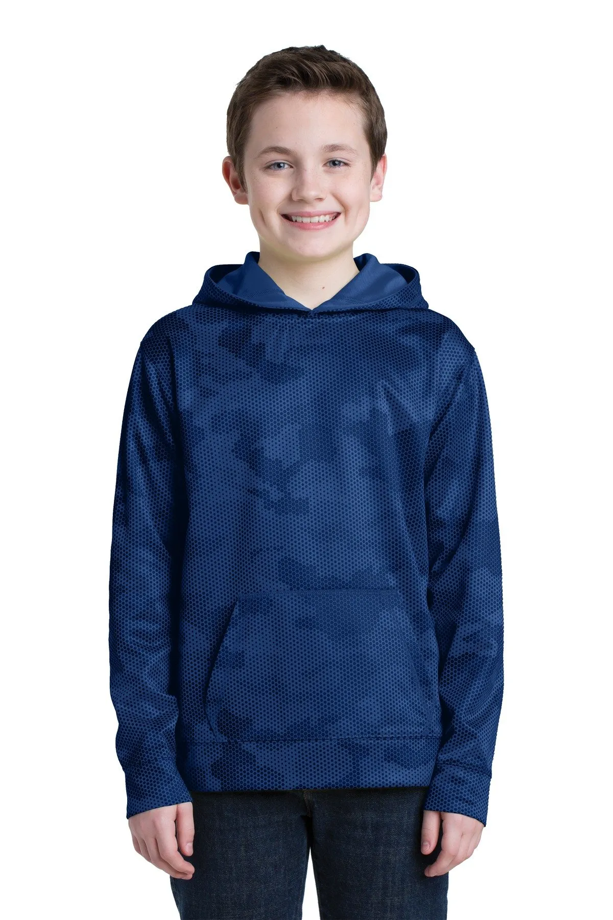 Sport-Tek YST240 Boy's Youth Sport-Wick CamoHex Fleece Hooded Pullover