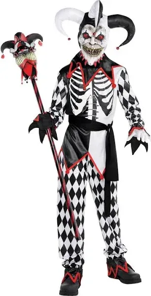 Amscan Black & White Sinister Jester Costume Set - 1 Set - Haunting Party Wear Perfect for Halloween and Themed Party Fun