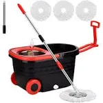 Colorful 360 Spin Mop Bucket Set Wringer System with 3 Microfiber Refills