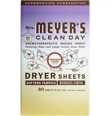 Mrs Meyer's Clean Day Dryer Sheet, 80 Count