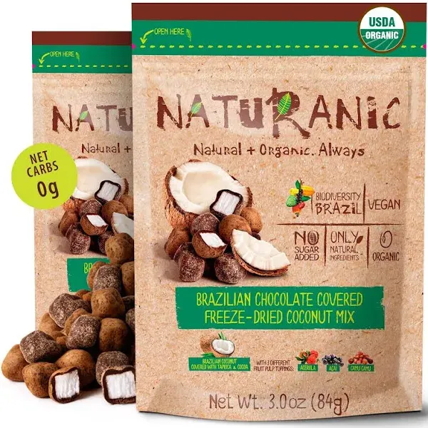 Naturanic Brazilian Chocolate Covered Freeze-Dried Coconut Mix