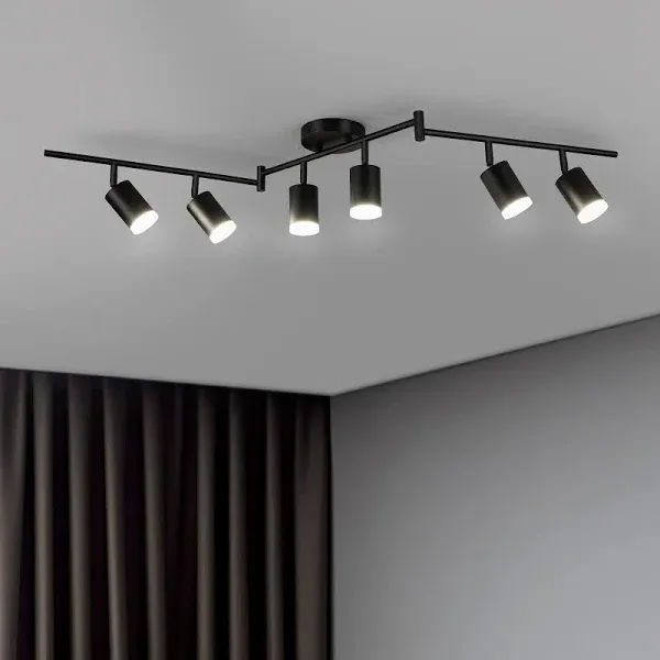 6 Light Black Track Lighting Kit, Modern LED Track Lighting Fixtures Ceiling,...