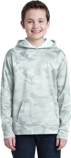 SportTek Youth Sport-Wick CamoHex Fleece Hooded Pullover