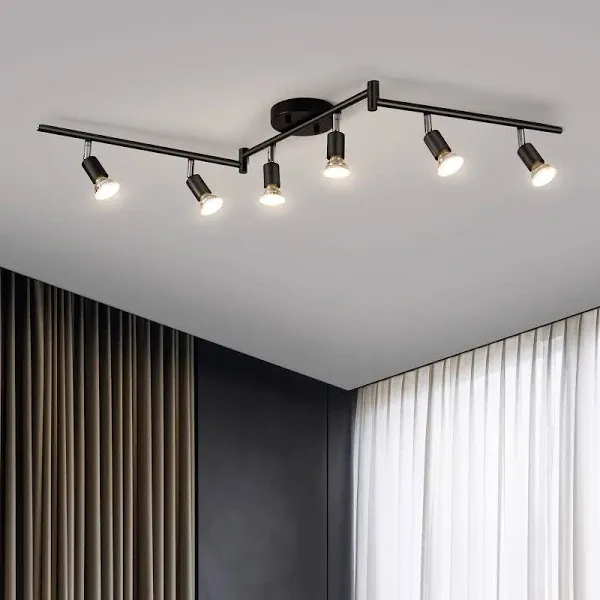 6light Track Lighting Fixtures Ceiling Flush Mount Black Track Light Kit With Ro