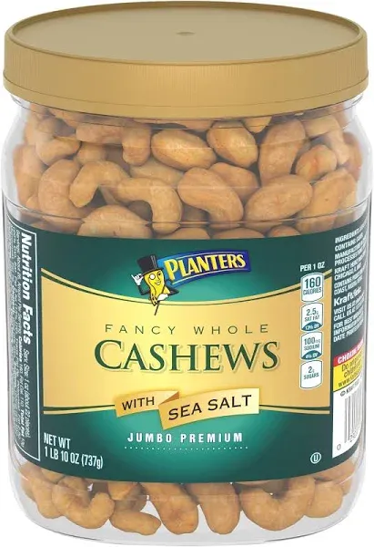 Planters Cashews, Whole, Salted, Deluxe - 1 lb 10 oz (737 g)