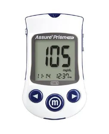 Arkray Blood Glucose Meter Assure&reg; Prism Multi 5 sec Stores Up To 500 Results, 7, 14, 30 and 90-Day Averaging Automatic Coding 