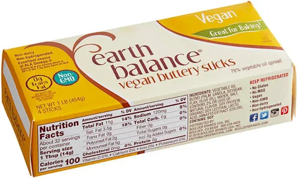 Earth Balance Vegan Buttery Sticks (1 lbs, 4 ct)