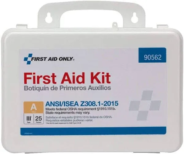 First Aid Only 6082 25-Person Emergency First Aid Kit for Office, Home, and Construction, 95 Pieces White