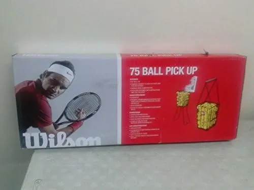 Wilson 75 Ball Pick Up Hopper Tennis Practice Aid Steel No Spill Lid Portable