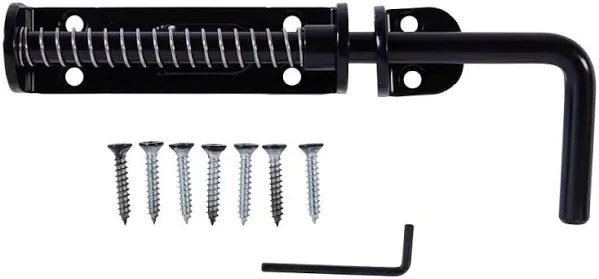 Spring-Loaded Sliding Bolt, Heavy-Duty, Black