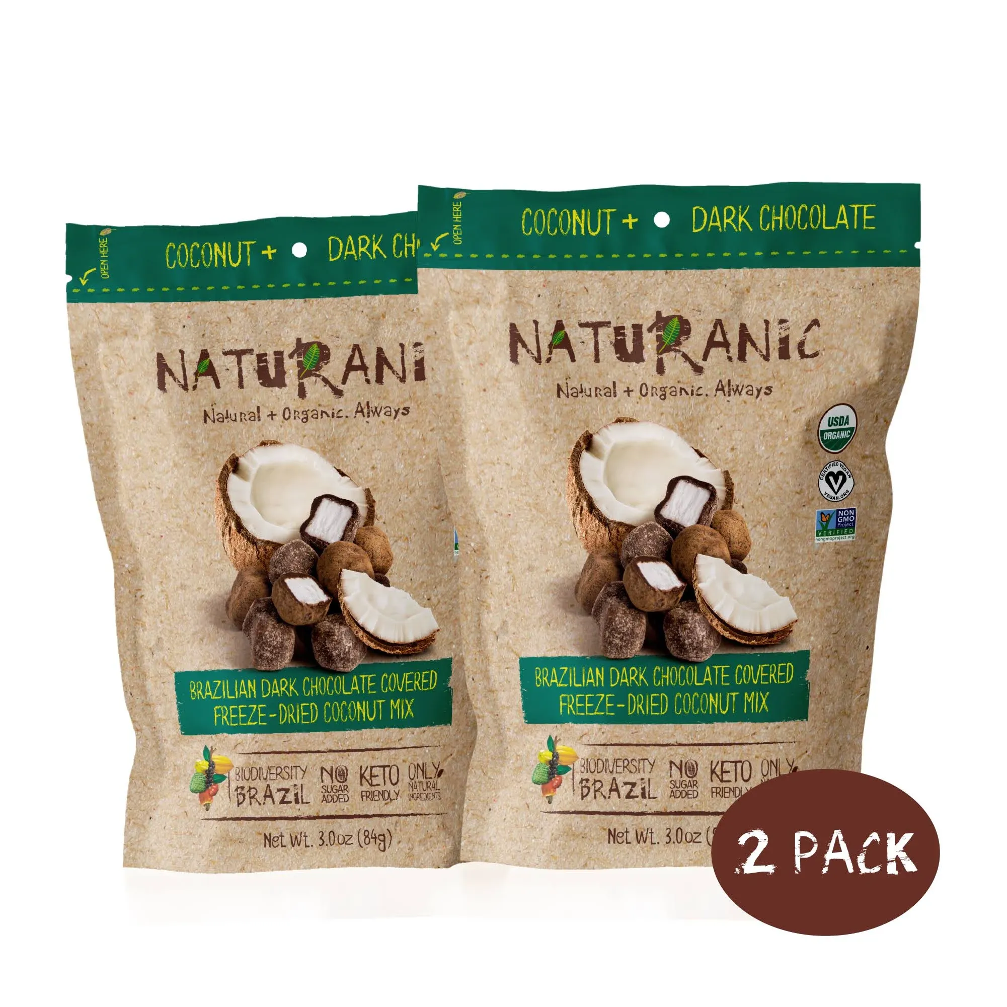 Brazilian Chocolate Covered Freeze-Dried Coconut Mix