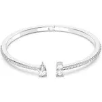 Swarovski Attract Cuff Bangle, White, Rhodium Plated