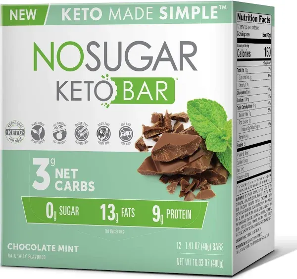 No Sugar Company Keto Bar Chocolate Mint