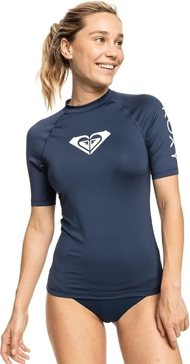 Roxy Women's Rash Guard Whole Hearted UPF 50+Short Sleeve Sun Protection Swim Shirt-Quick Dry Rashguard (XS-XXL)