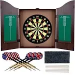 Trademark Gameroom Realistic Walnut Finish Dartboard Cabinet Set - Great Gifts Club