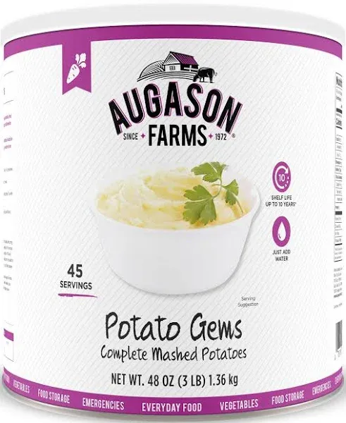 Augason Farms Potato Gems Complete Mashed Potatoes 3 lbs No. 10 Can 48 oz 