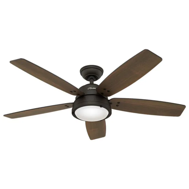 Hunter Channelside 52 in. LED Indoor/Outdoor Noble Bronze Ceiling Fan with Remote Control