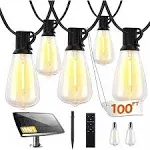 100FT Solar String Lights Outdoor Waterproof Patio Lights with Remote Control