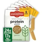 Pastabilities, Protein Pasta, Penne Pasta (8 Ounce, Pack of 6) Low Carb and High Protein, Delicious Plant Based Pasta, Keto Friendly Pasta, Vegan, Low