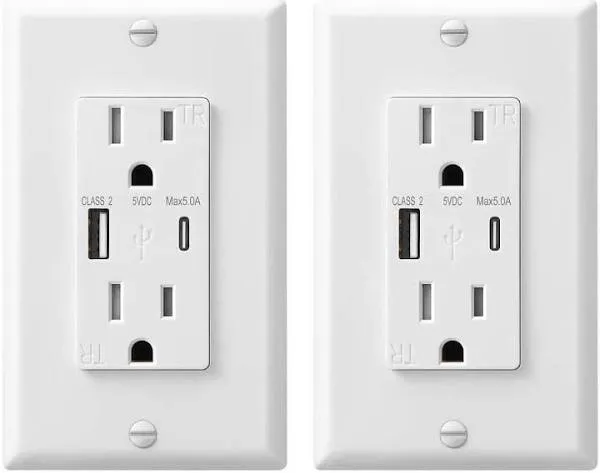 DEWENWILS 5.0A USB Wall Outlet USB Outlet with Type C & Type A USB Ports