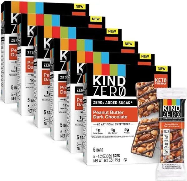 KIND ZERO added Sugar Bars Peanut Butter Dark Chocolate