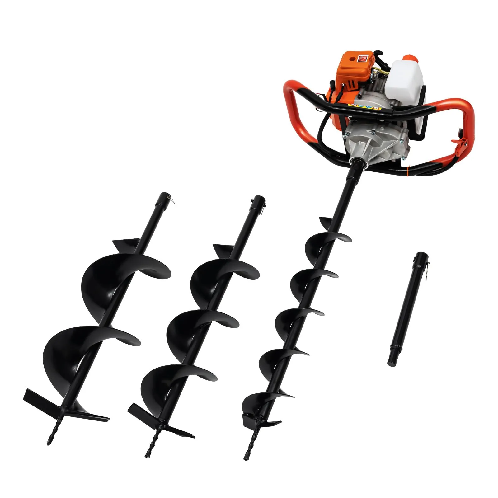 Post Hole Digger, 52cc 2 Stroke Gas Powered Post Hole Earth Auger Bit Borer Fence Ground Drill Garden Tools Planting Machine with 4'' 6'' 8'' Bits (US Shipping)