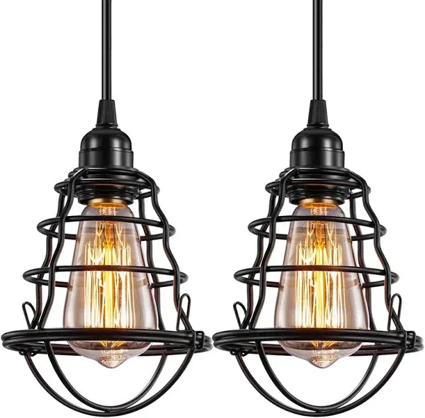 Industrial Pendant Light INNOCCY Edison Hanging Cage Pendant Lights E26 E27 B...