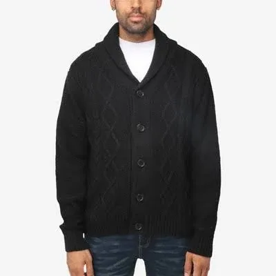 X-RAY Men's Cable Knit Shawl Collar Cardigan Sweater