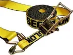 2&#034; x 27&#039; Heavy Duty Ratchet Tie Down Straps w/Double J 1 Pack J Hook (Yellow)