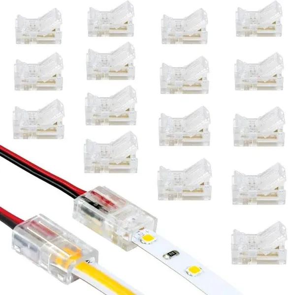 Armacost Lighting 566021 2 Pin LED Strip Light Wire to Tape Connectors, 18 Pack