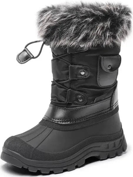 DREAM PAIRS Girls Boys Snow Boots Water-Resistant Outdoor Warm Cozy Anti-Slip Mid Calf Faux Fur Lining Winter Shoes for Little/Big Kids