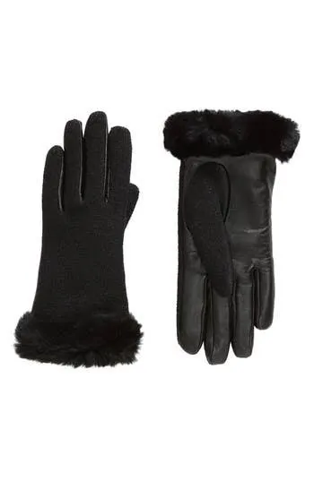 Ugg mixed media faux fur gloves