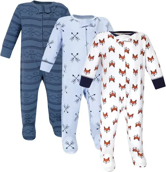 Yoga Sprout Baby Boy Cottton Zipper Sleep and Play 3pk