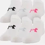 Under Armour Girls' Essential No Show 6-Pack M Girls' Pink Note