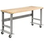 Global Industrial® Light Duty Butcher Block Top Adjustable Height Workbench, 800 lbs, 72 x 30 x 36 to 43, Gray (GBE183168A)