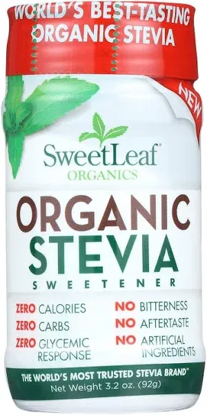 SweetLeaf Organic Stevia Packets (70ct) Zero Calorie Stevia Powder, No Bitter Af