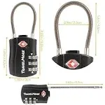 TSA Approved Travel Combination Cable Luggage Locks for Suitcases 1 Pack Black