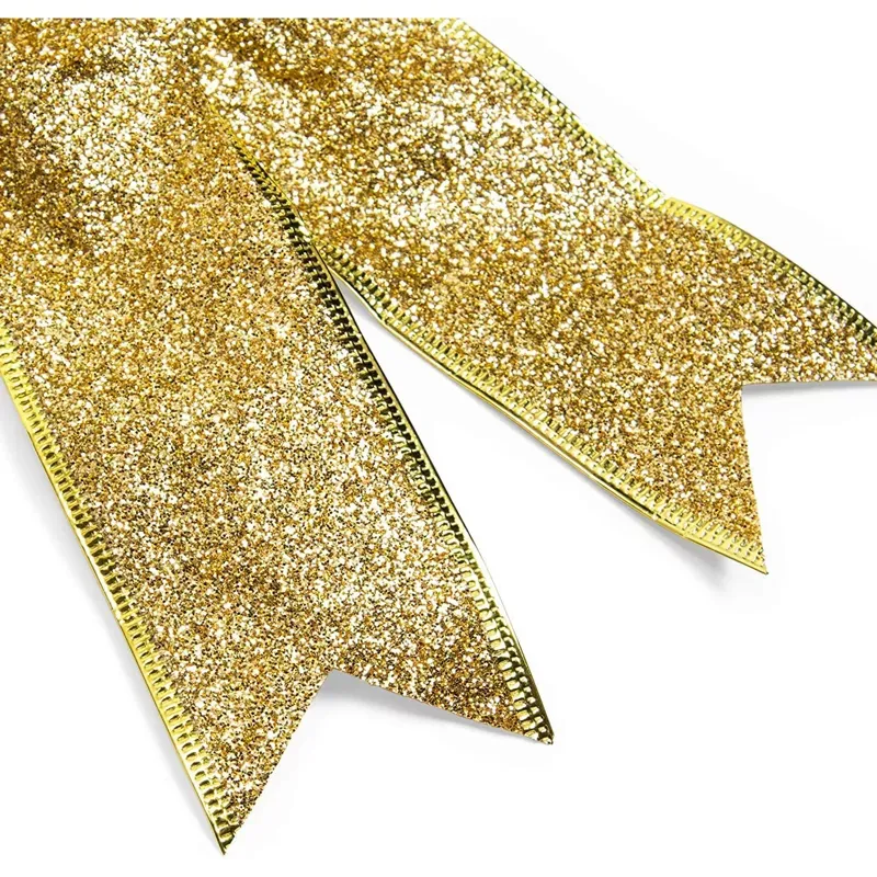 Bright Creations 10 Pack Gold Glitter Wreath Bows