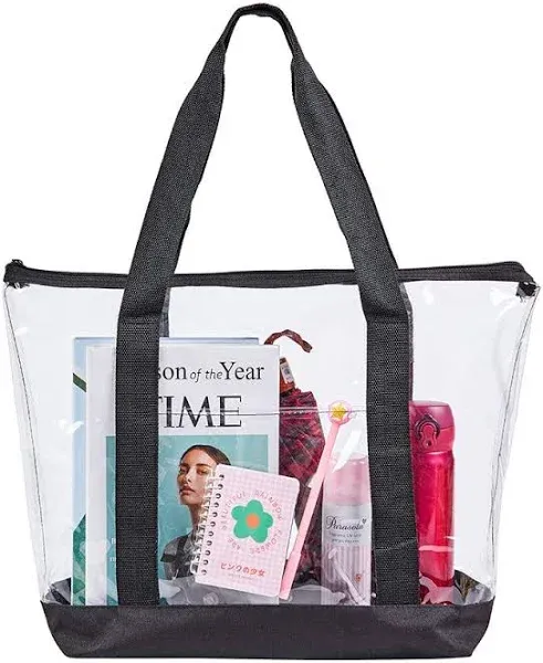 Large Clear Tote Bag, Fashion PVC Shoulder Handbag for Women, Clear Stadium Bag for Security Travel,Shopping,Sports and Work