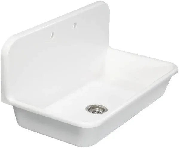 Kingston Brass Gourmetier GKTA362119 Arcticstone 36 in. Solid Surface Farmhouse Kitchen Sink with Backsplash