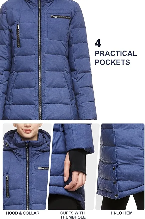 Orolay Women's Winter Down Jacket Long Quilted Puffer Coat Warm Hooded Slim Fit Outerwear