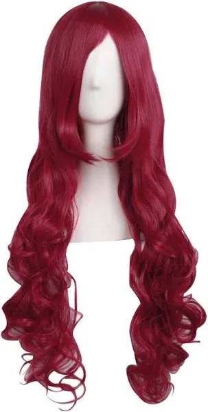 MapofBeauty 32" 80cm Long Hair Spiral Curly Cosplay Costume Wig (Dark Red)