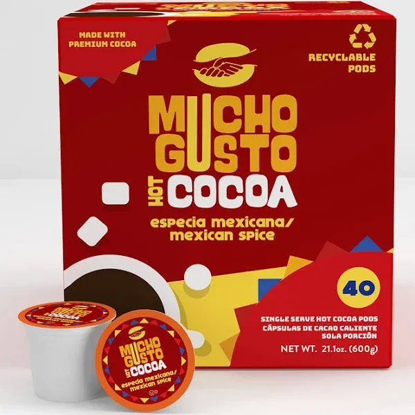 Mucho Gusto Mexican Spiced Hot Cocoa Pods, Compatible with K Cup Brewers Including 2.0, 40 Count (Pack of 1)