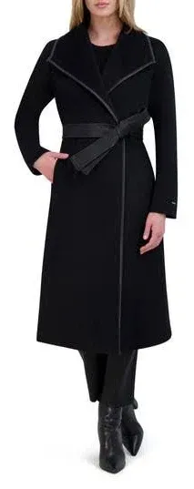 Tahari Double Face Vegan Trim Wool Coat