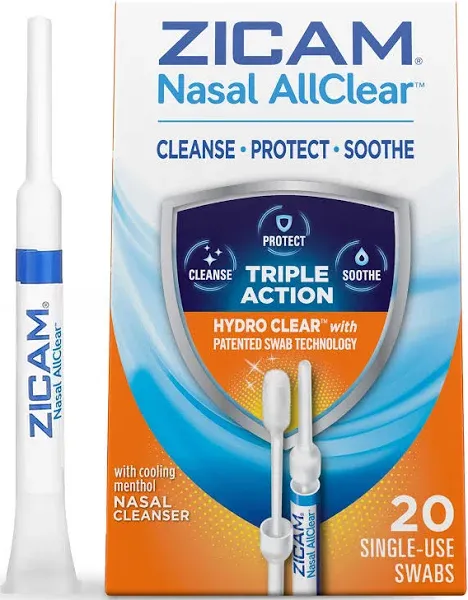 Zicam Nasal AllClear Triple Action Nasal Cleanser 10 Swabs Sealed