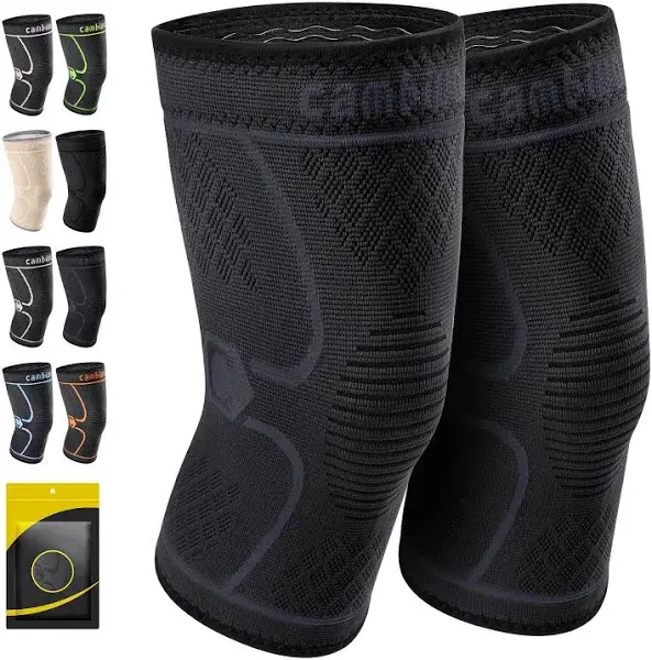 CAMBIVO 2 Pack Knee Braces for Knee Pain, Knee Compression Sleeve for Men and...